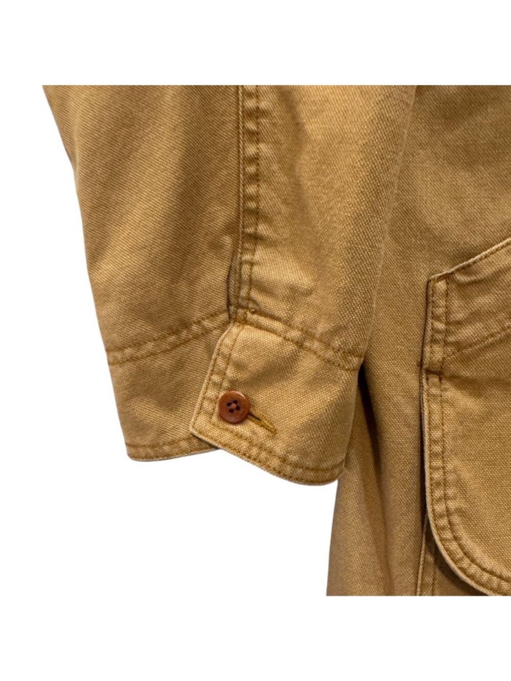 L.L. Bean Original Field Coat Womens 1X 1990s Tan Canvas Plaid Flannel Lining - Picture 10 of 14